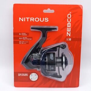 Zebco Nitrous 30 Spinning Fishing Reel 5.2:1 8+1 Bearings Anti-Reverse Blue NEW